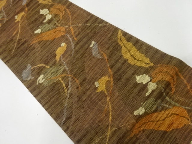 JAPANESE KIMONO / VINTAGE FUKURO OBI / WOVEN FLORAL PLANTS